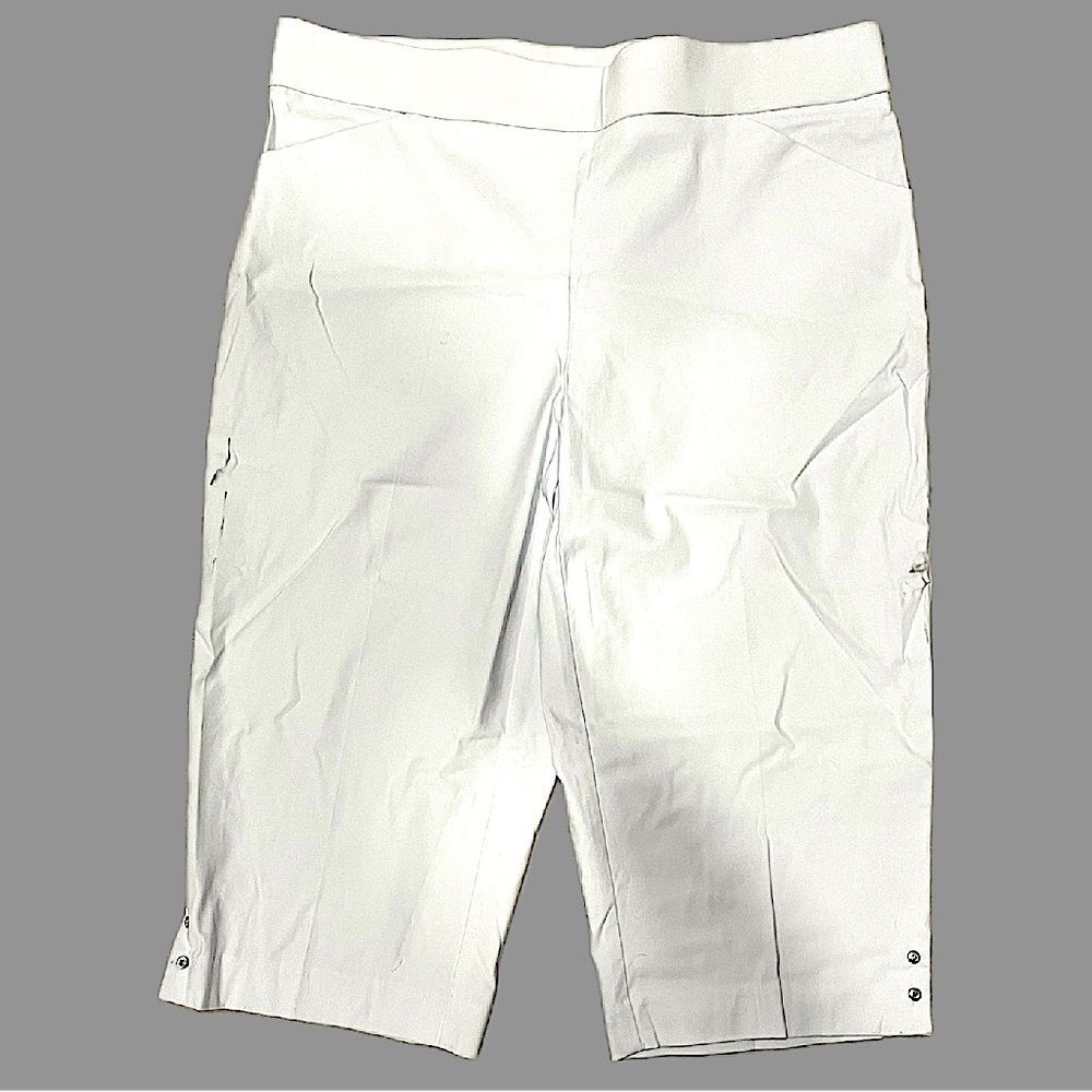 NWT Counterparts White Luxe Stretch Capris Split Hem Rhinestones Size Large